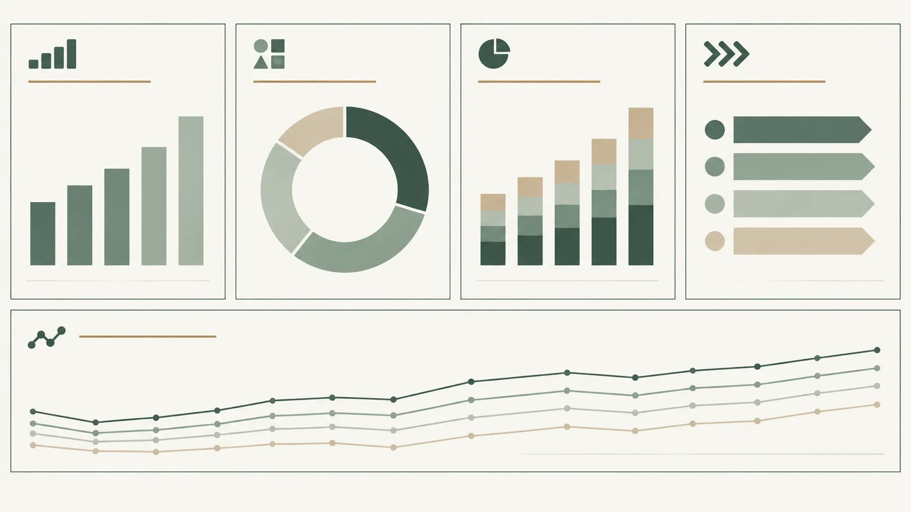 Editorial illustration of a four-part monthly ASC board scorecard